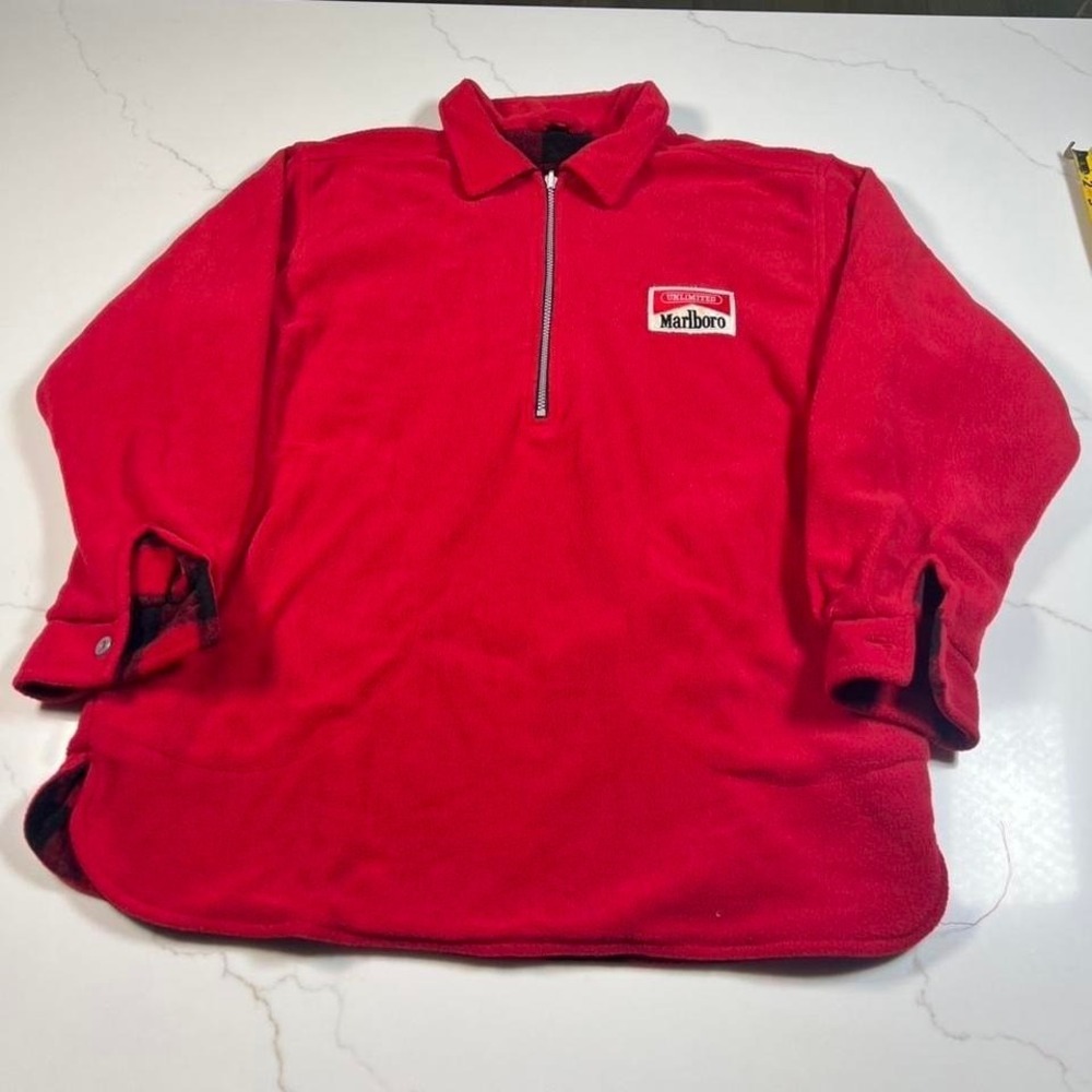 Vintage Marlboro quarter zip reversible flannel line fleece  xl